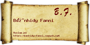 Bánhidy Fanni névjegykártya